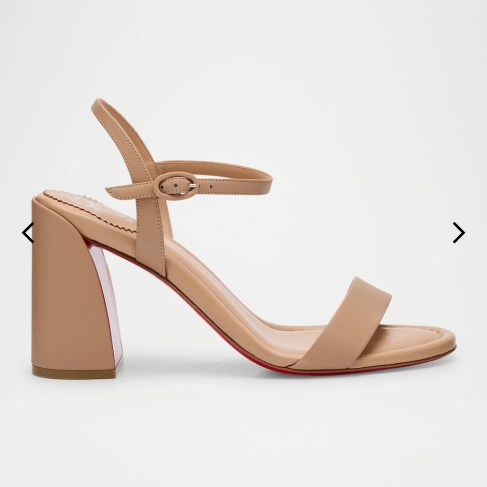 $945 Christian Louboutin Miss Jane 85 Leather Sandals Beige EU 38 US 8 NWT